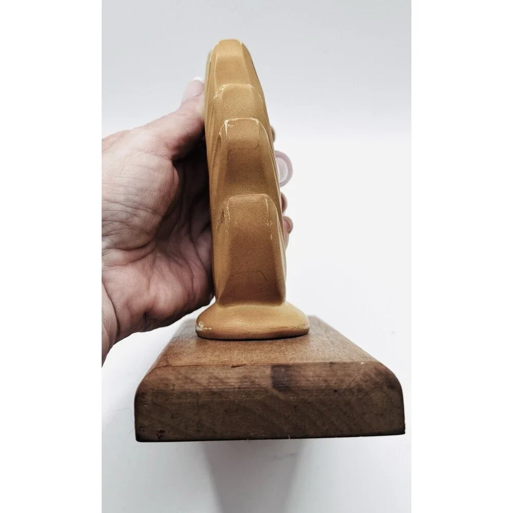 Vintage Duane Trippler Handcrafted Bookend Wood Gold Leaf Sculpture Signed